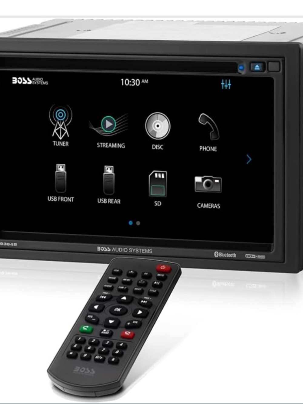 7" Black Double DIN Touchscreen Car Stereo with Remote